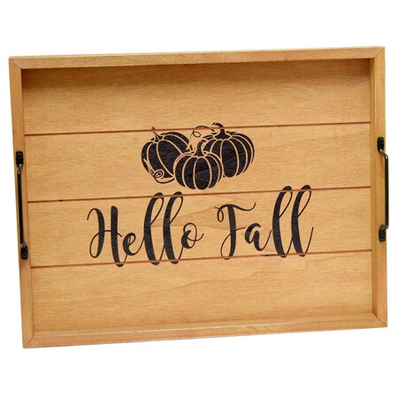 Elegant Designs "Hello Fall" Wood Serving Tray with Handles, 15.50" x 12" HG2000-NHF